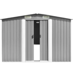The Living Store haveskur 257x990x181 cm galvaniseret stål grå - Skure & Redskabsskure