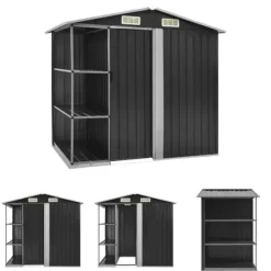 The Living Store haveskur med reol 205x130x183 cm jern antracitgrå - Skure & Redskabsskure