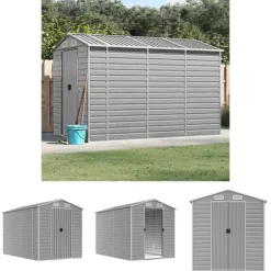 The Living Store haveskur 191x300x198 cm galvaniseret stål lysegrå - Skure & Redskabsskure