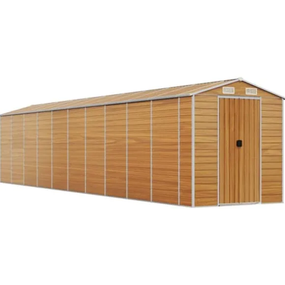 The Living Store haveskur 191x895x198 cm galvaniseret stål lysebrun - Skure & Redskabsskure