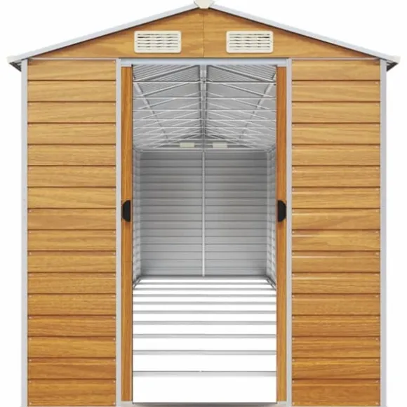 The Living Store haveskur 191x895x198 cm galvaniseret stål lysebrun - Skure & Redskabsskure