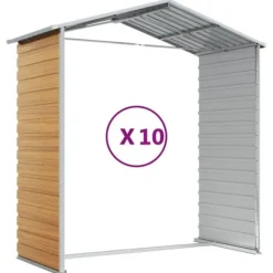 The Living Store haveskur 191x895x198 cm galvaniseret stål lysebrun - Skure & Redskabsskure