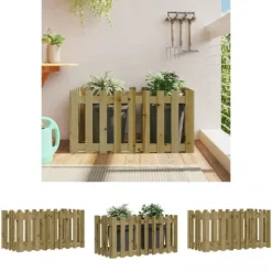 The Living Store højbed med stakitdesign 100x50x50 cm imprægneret fyrretræ - Plantekrukker