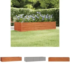 The Living Store højbed 240x80x45 cm cortenstål rustfarvet - Plantekrukker