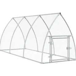 The Living Store hønsehus 300x105x120 cm galvaniseret stål sølvfarvet - Huse & bure til små dyr