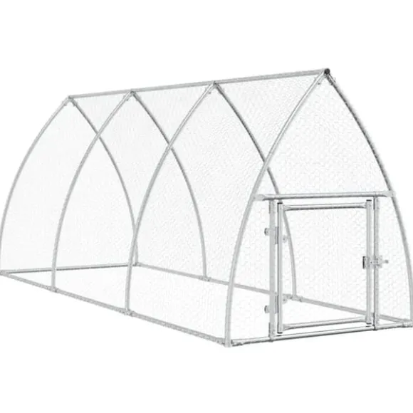 The Living Store hønsehus 300x105x120 cm galvaniseret stål sølvfarvet - Huse & bure til små dyr