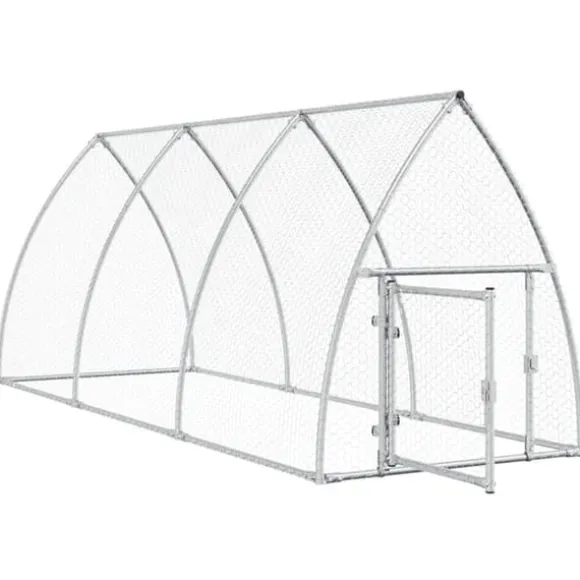 The Living Store hønsehus 300x105x120 cm galvaniseret stål sølvfarvet - Huse & bure til små dyr