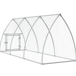 The Living Store hønsehus 300x105x120 cm galvaniseret stål sølvfarvet - Huse & bure til små dyr