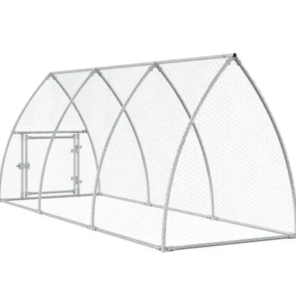 The Living Store hønsehus 300x105x120 cm galvaniseret stål sølvfarvet - Huse & bure til små dyr