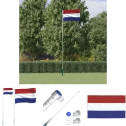 The Living Store Holland flag og flagstang 5,55 m aluminium - Flag & vimpler