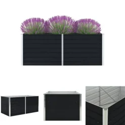 The Living Store hævet blomsterbed 160 x 80 x 45 cm galvaniseret stål antracit - Plantekrukker