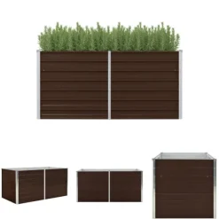 The Living Store hævet plantekasse 160 x 80 x 77 cm galvaniseret stål brun - Plantekrukker