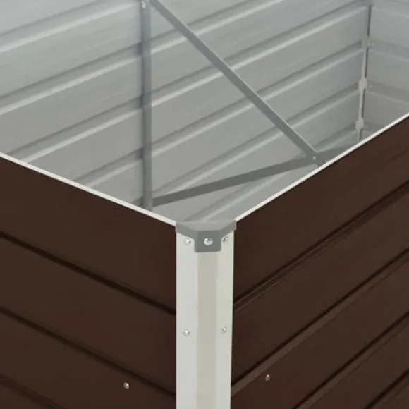 The Living Store hævet plantekasse 160 x 80 x 77 cm galvaniseret stål brun - Plantekrukker