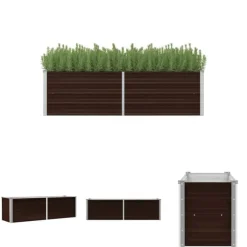 The Living Store hævet plantekasse 160x40x45 cm galvaniseret stål brun - Plantekrukker