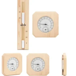 The Living Store 2-i-1 saunasæt hygrometer og timeglas massivt fyrretræ - Saunatilbehør