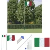 The Living Store Italien flag og flagstang 6,23 m aluminium - Flag & vimpler