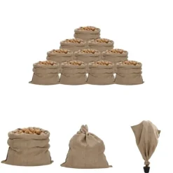 The Living Store jutesække 10 stk. 100x110 cm 100 % jute 340 g/m2 - Kufferter & tasker