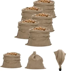 The Living Store jutesække 5 stk. 100x110 cm 100 % jute 340 g/m2 - Kufferter & tasker