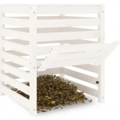 The Living Store kompostbeholder 63,5x63,5x77,5 cm massivt fyrretræ Hvid - Kompostbeholdere