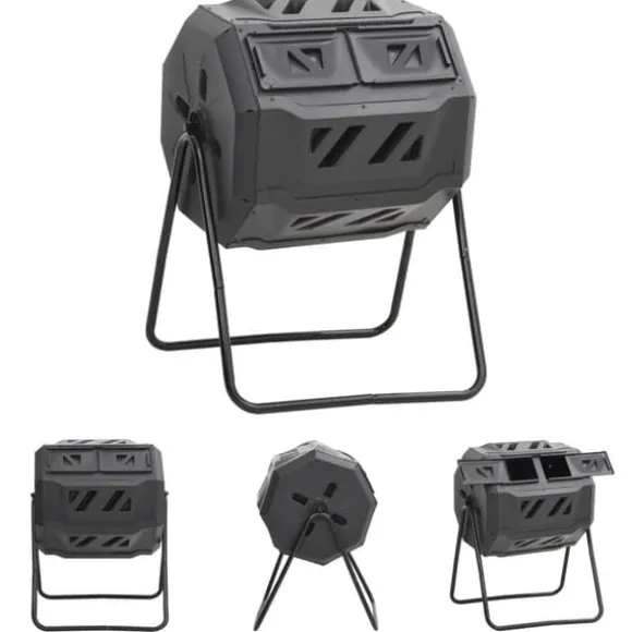 The Living Store kompostbeholder til have 73x64x95 cm 160 l sort - Kompostbeholdere