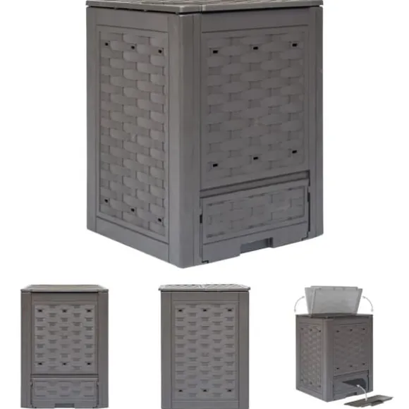 The Living Store kompostbeholder til haven 300 l 60 x 60 x 83 cm brun - Kompostbeholdere