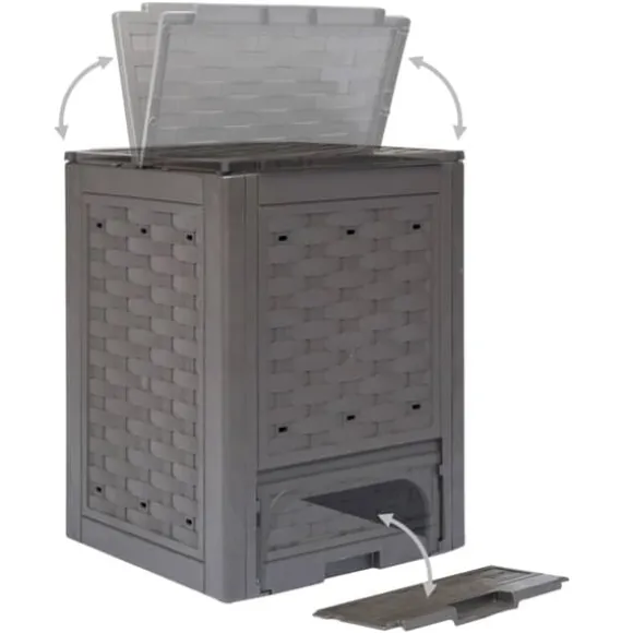 The Living Store kompostbeholder til haven 300 l 60 x 60 x 83 cm brun - Kompostbeholdere