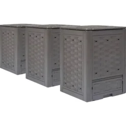 The Living Store kompostbeholdere 3 stk. 60 x 60 x 83 cm 900 l brun - Kompostbeholdere