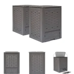 The Living Store kompostbeholdere 2 stk. 60 x 60 x 83 cm 600 l brun - Kompostbeholdere