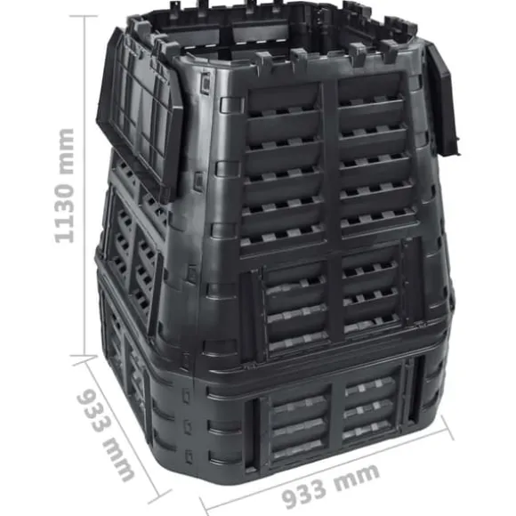 The Living Store kompostbeholder 93,3x93,3x113 cm 740 l sort - Kompostbeholdere