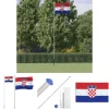 The Living Store Kroatien flag og flagstang 6,23 m aluminium - Flag & vimpler