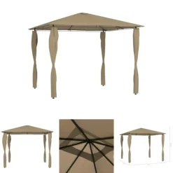 The Living Store med stolpeovertræk 3x3x2,6 m 160 g/m² gråbrun - Festtelte & havepavilloner