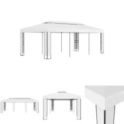 The Living Store pavillon med dobbelttag 3x6 m hvid - Festtelte & havepavilloner