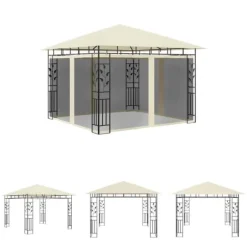 The Living Store pavillon med myggenet 3x3x2,73 m 180 g/m² cremefarvet - Festtelte & havepavilloner
