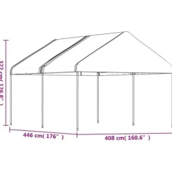 The Living Store pavillon med tag 4,46x4,08x3,22 m polyethylen hvid - Festtelte & havepavilloner