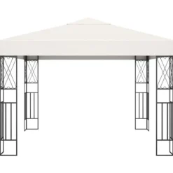 The Living Store pavillon med LED-lyskæder 3x3 m stof cremefarvet - Festtelte & havepavilloner