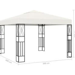 The Living Store pavillon med LED-lyskæder 3x3 m stof cremefarvet - Festtelte & havepavilloner