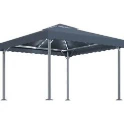 The Living Store pavillon med LED-lyskæder 300x300 cm aluminium antracitgrå - Festtelte & havepavilloner