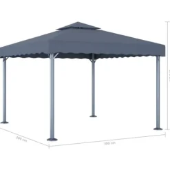 The Living Store pavillon med LED-lyskæder 300x300 cm aluminium antracitgrå - Festtelte & havepavilloner
