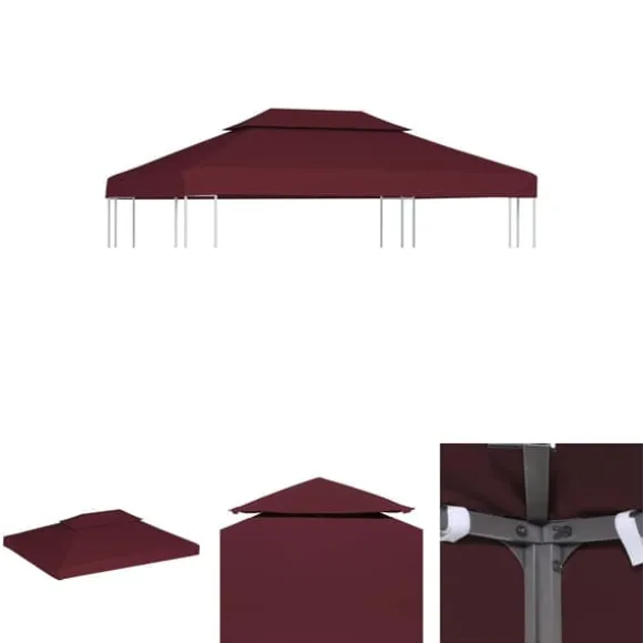 The Living Store pavillontopdække i 2 lag 310 g/m² 4 x 3 m bordeaux - Festtelte & havepavilloner – tage