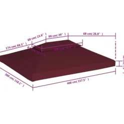 The Living Store pavillontopdække i 2 lag 310 g/m² 4 x 3 m bordeaux - Festtelte & havepavilloner – tage