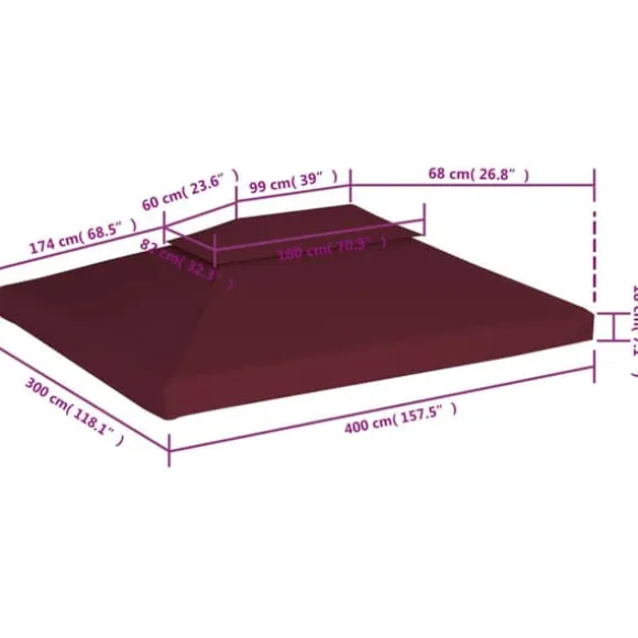 The Living Store pavillontopdække i 2 lag 310 g/m² 4 x 3 m bordeaux - Festtelte & havepavilloner – tage