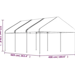 The Living Store pavillon med tag 6,69x4,08x3,22 m polyethylen hvid - Festtelte & havepavilloner