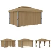 The Living Store pavillon med gardin 4x3 m aluminium gråbrun - Festtelte & havepavilloner