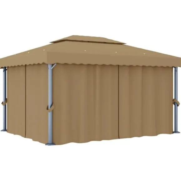 The Living Store pavillon med gardin 4x3 m aluminium gråbrun - Festtelte & havepavilloner