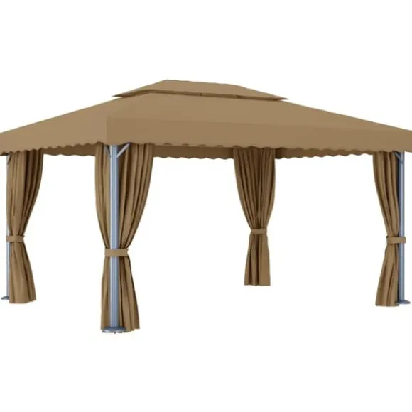 The Living Store pavillon med gardin 4x3 m aluminium gråbrun - Festtelte & havepavilloner