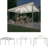 The Living Store pavillon med LED-lyskæder 400x300 cm aluminium cremefarvet - Festtelte & havepavilloner