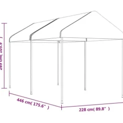 The Living Store pavillon med tag 4,46x2,28x2,69 m polyethylen hvid - Festtelte & havepavilloner