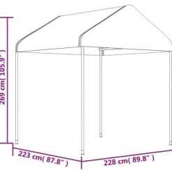 The Living Store pavillon med tag 4,46x2,28x2,69 m polyethylen hvid - Festtelte & havepavilloner