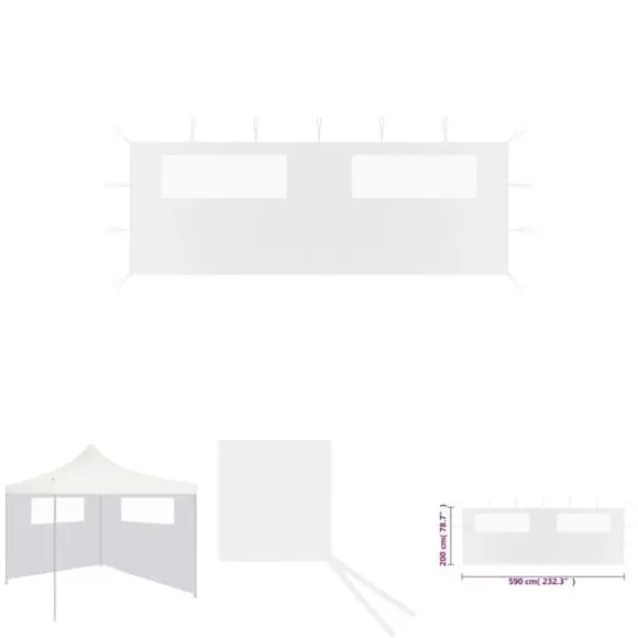 The Living Store pavillonvæg med vinduer 6x2 m hvid - Festtelte & havepavilloner – tilbehør