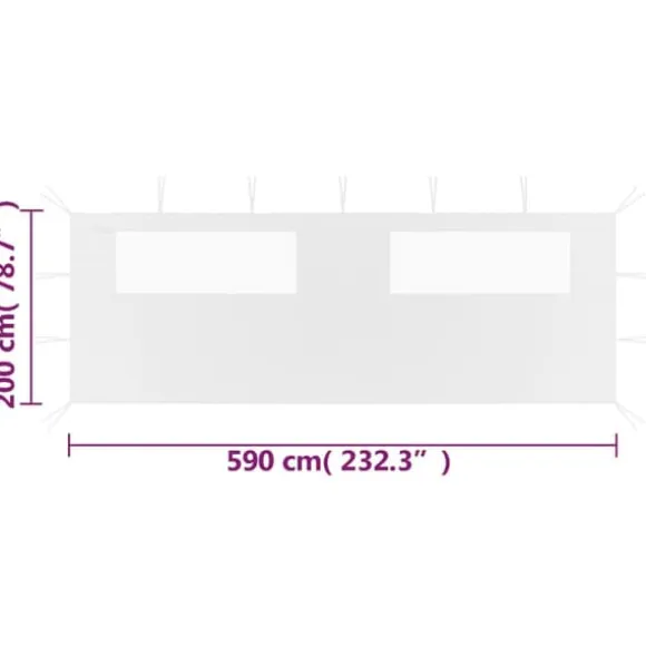 The Living Store pavillonvæg med vinduer 6x2 m hvid - Festtelte & havepavilloner – tilbehør